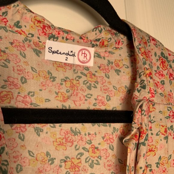 Women's Vintage Splendid for Holt Renfrew Floral Print Shirt Top Blouse Size 2 - Picture 4 of 11